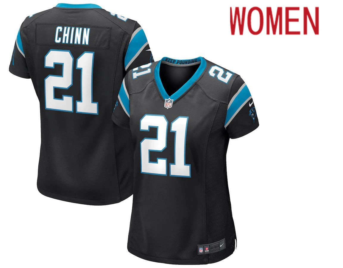 Women Carolina Panthers #21 Jeremy Chinn Nike Black Game NFL Jersey